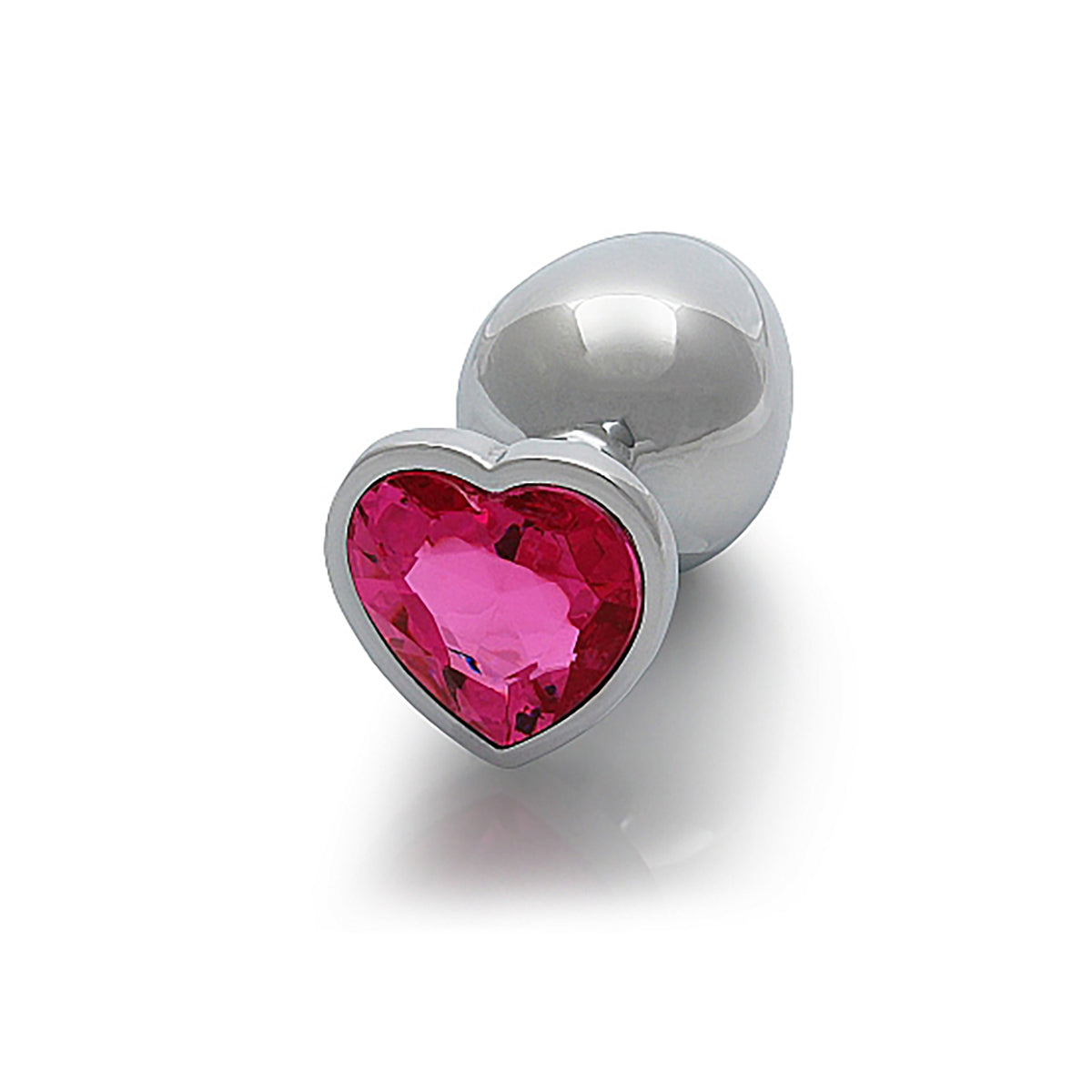 Heart Gem Butt Plug Silver Rubellite Pink