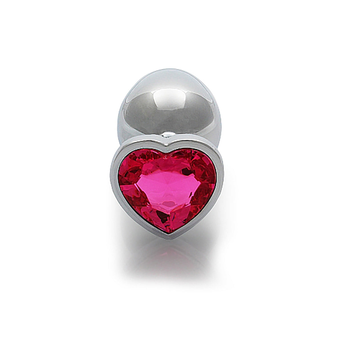 Heart Gem Butt Plug Silver Rubellite Pink