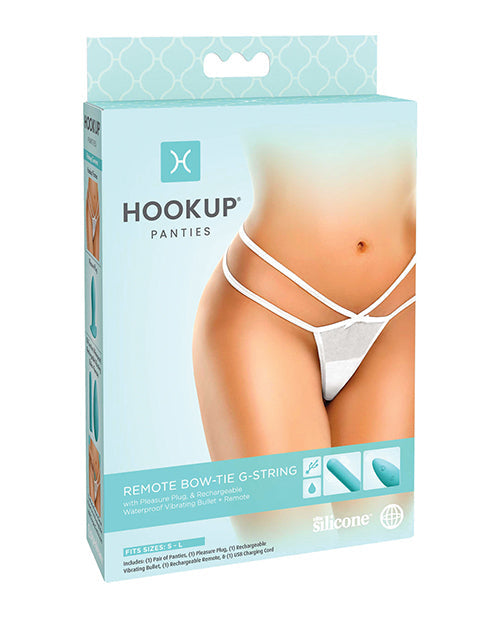 Hookup Panties Remote Bow Tie G-String Stimulating Panties White Xl-XXL Small/Large