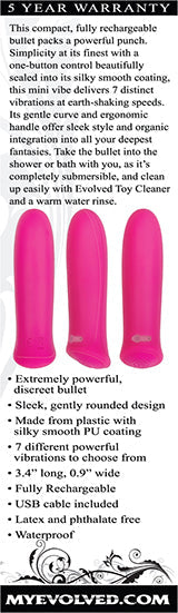 Intense Pleasure: Rechargeable Bullet Vibrator with 7 Speeds Pink