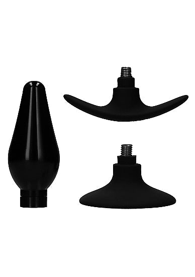 Interchangeable Butt Plug Set Pointed Black Large