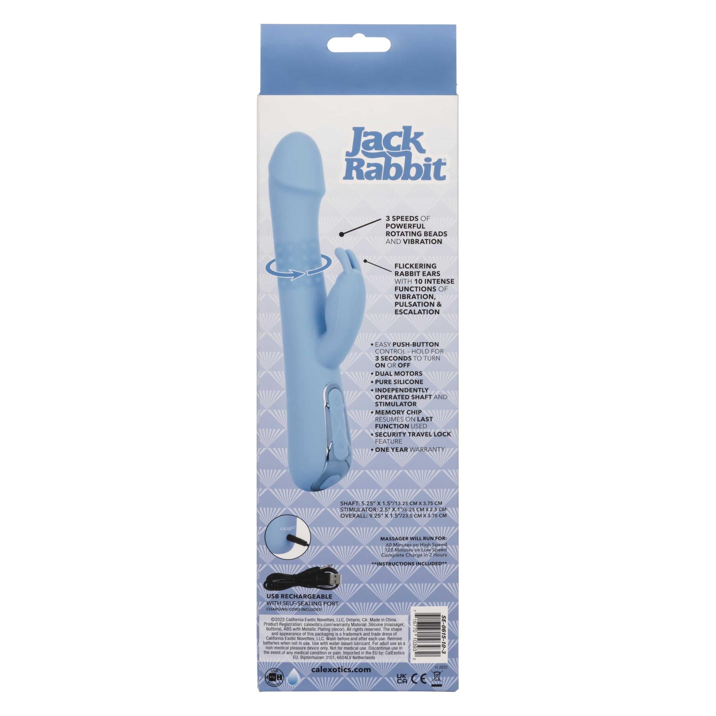 Jack Rabbit Vibrator Elite Rotating Rabbit Vibrator - Blue