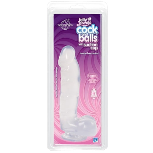 Jelly Jewels - Cock and Balls With Suction Cup Clear