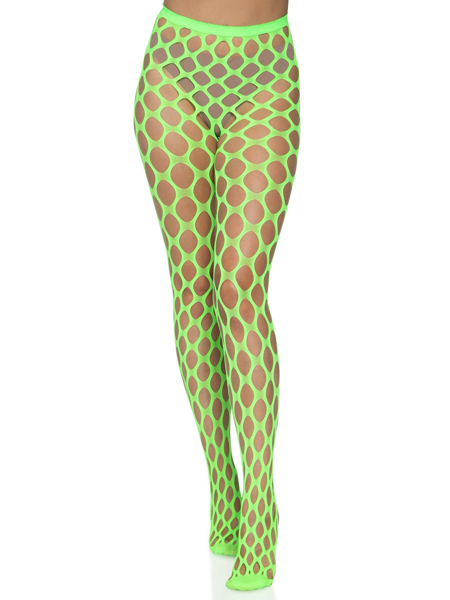 Jumbo Pothole Net Tights Neon Green / One Size