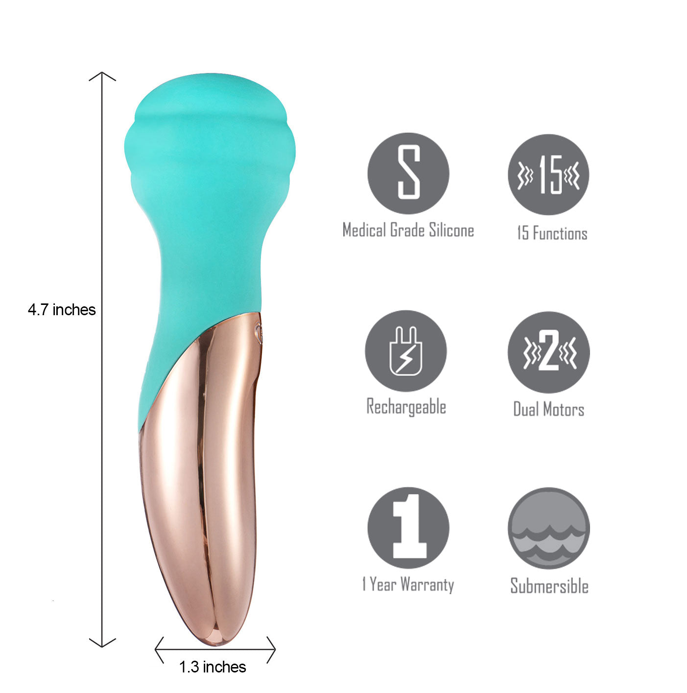 Kali 15-Function Rechargeable Wireless Dual Motor Mini Wand Massager