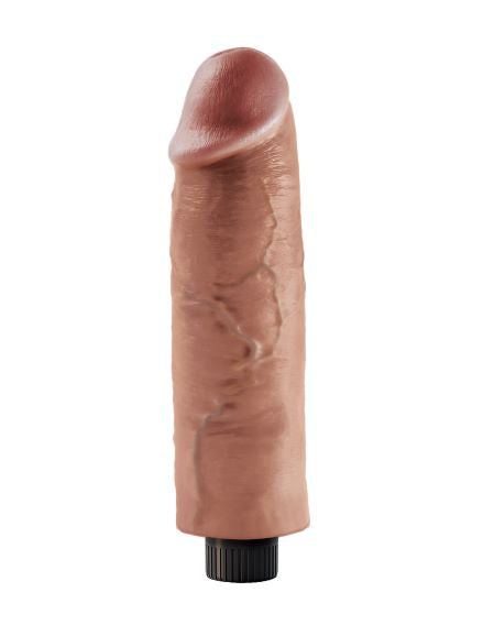 King Cock 10 In Vibrating Tan