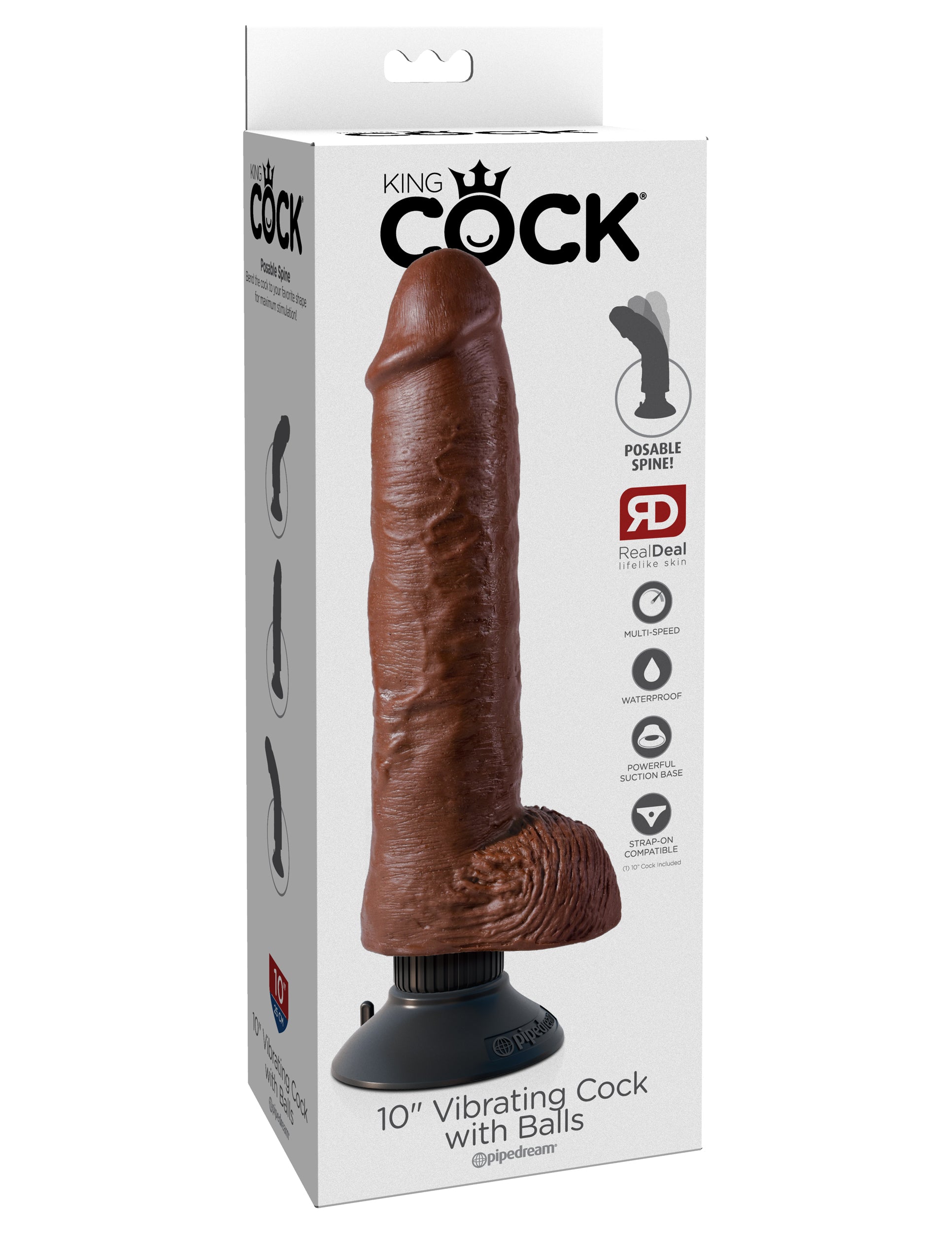 King Cock 10-Inch Vibrating Cock With Balls Brown