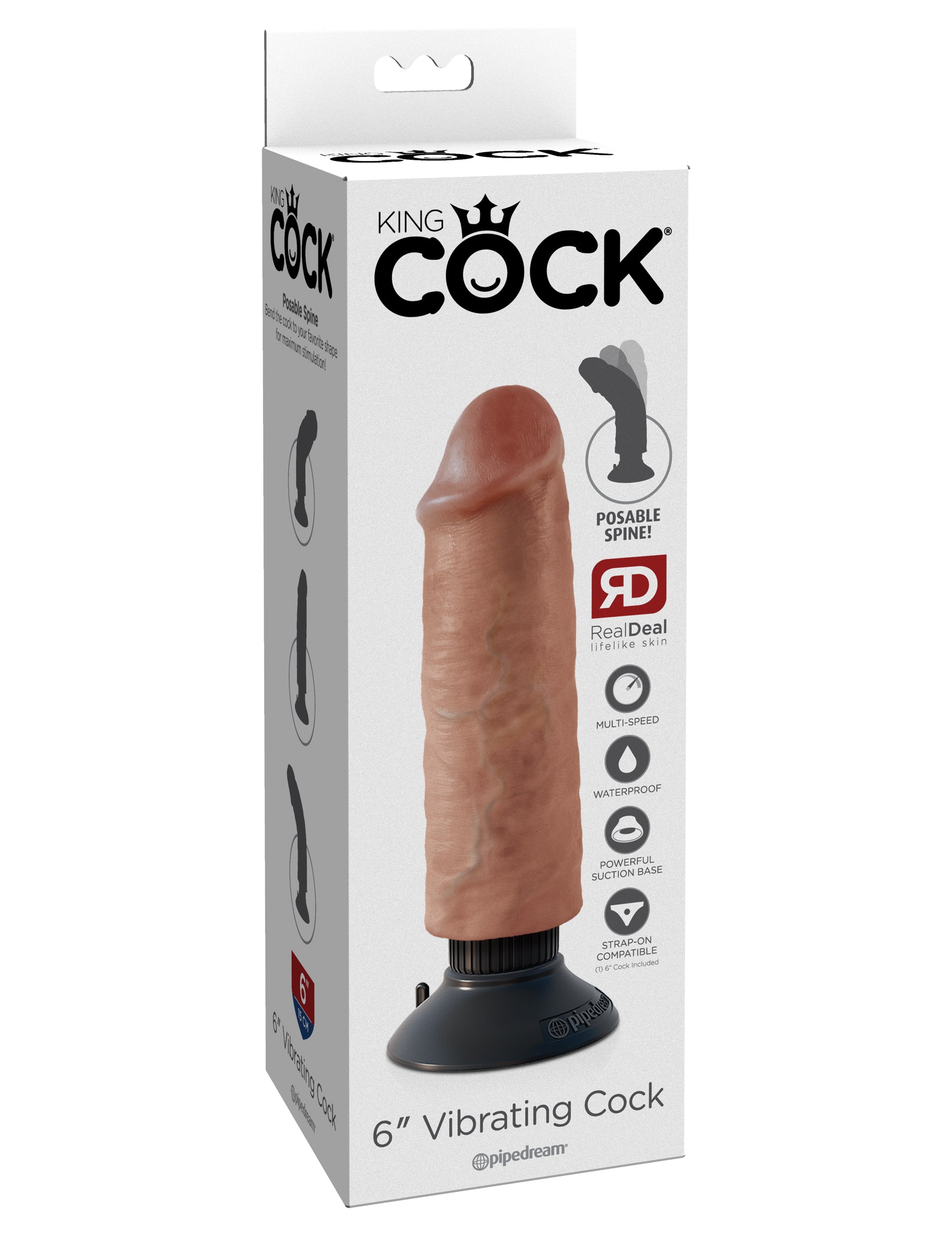 King Cock 6 In Vibrating Tan