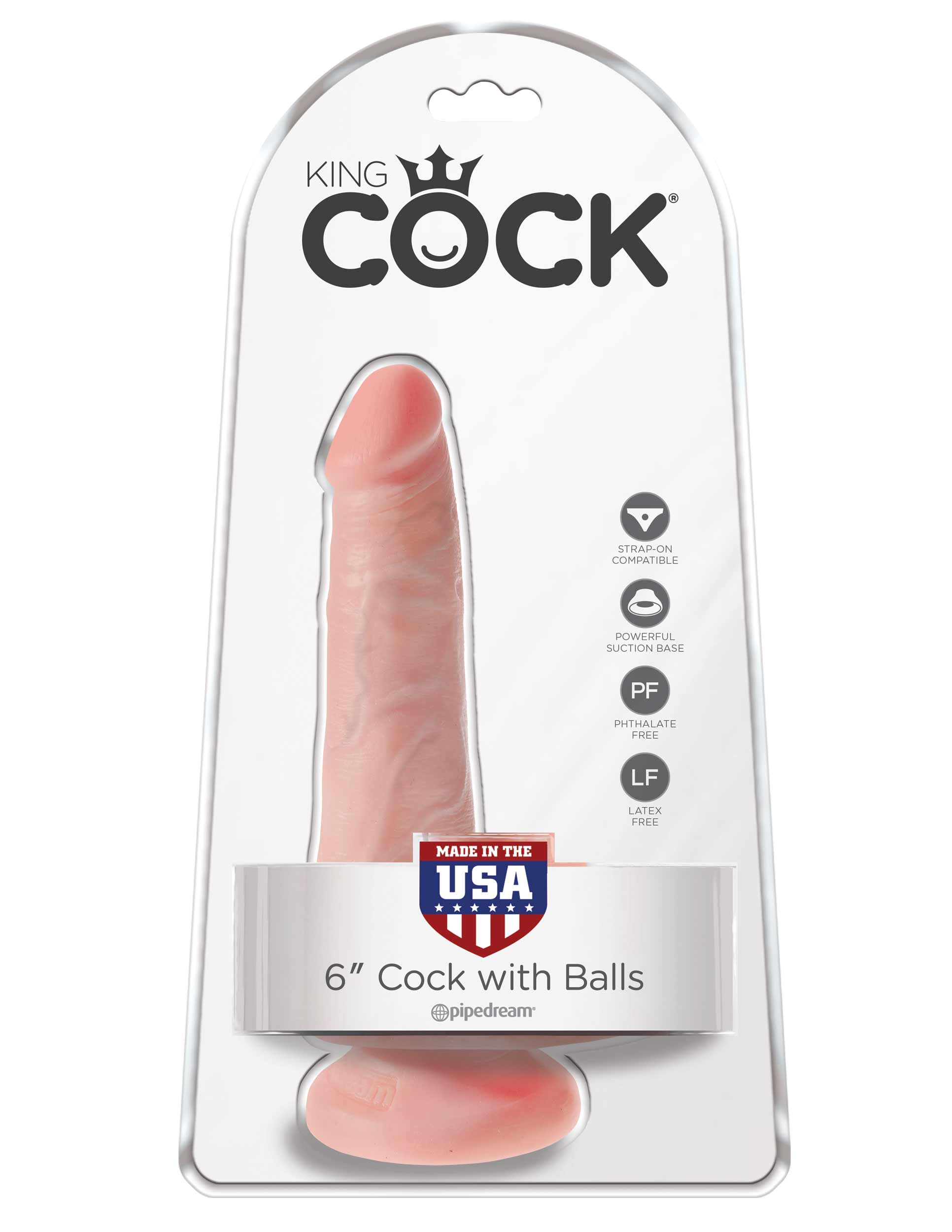 King Cock 6&quot; Cock With Balls Light