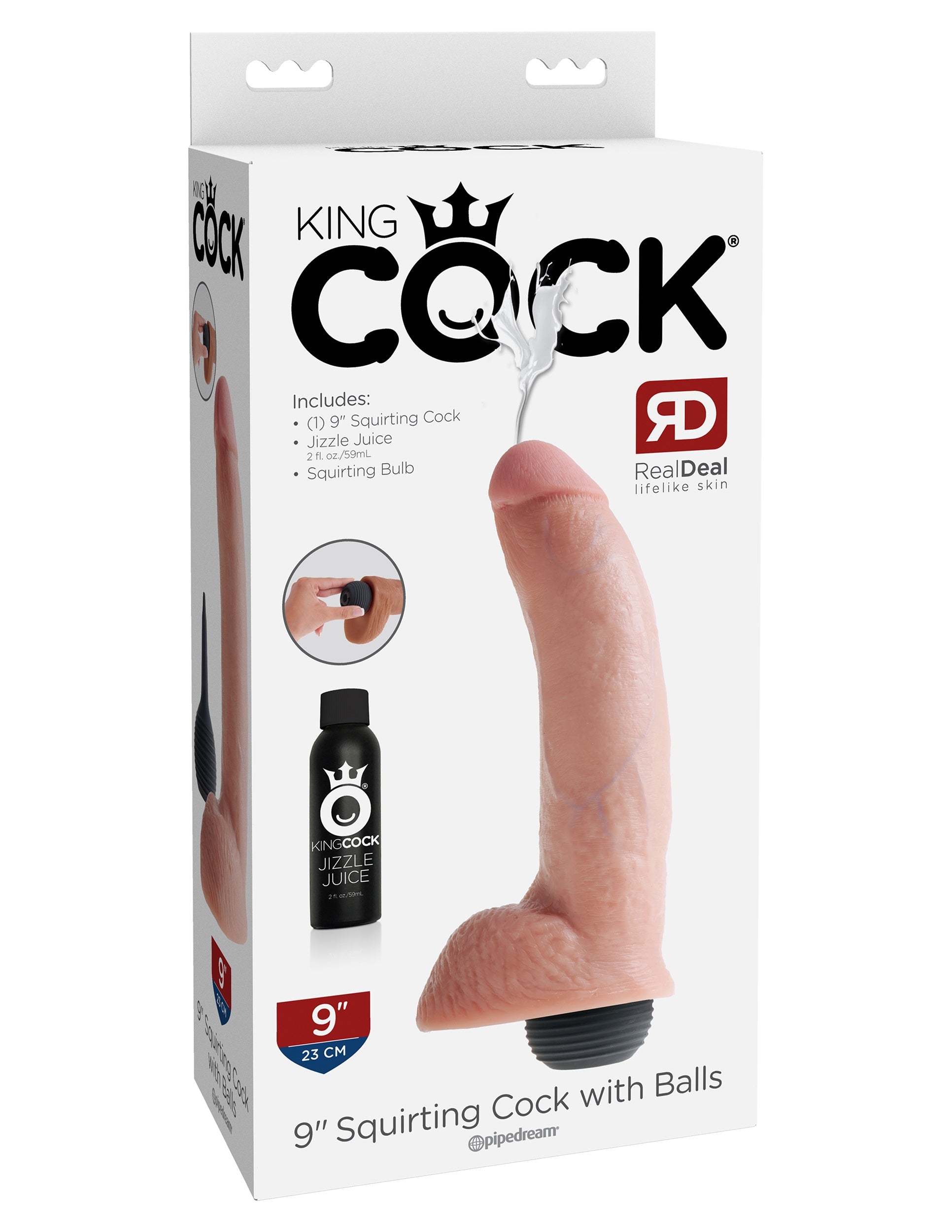 King Cock 9 Inch Squirting Cock With Balls