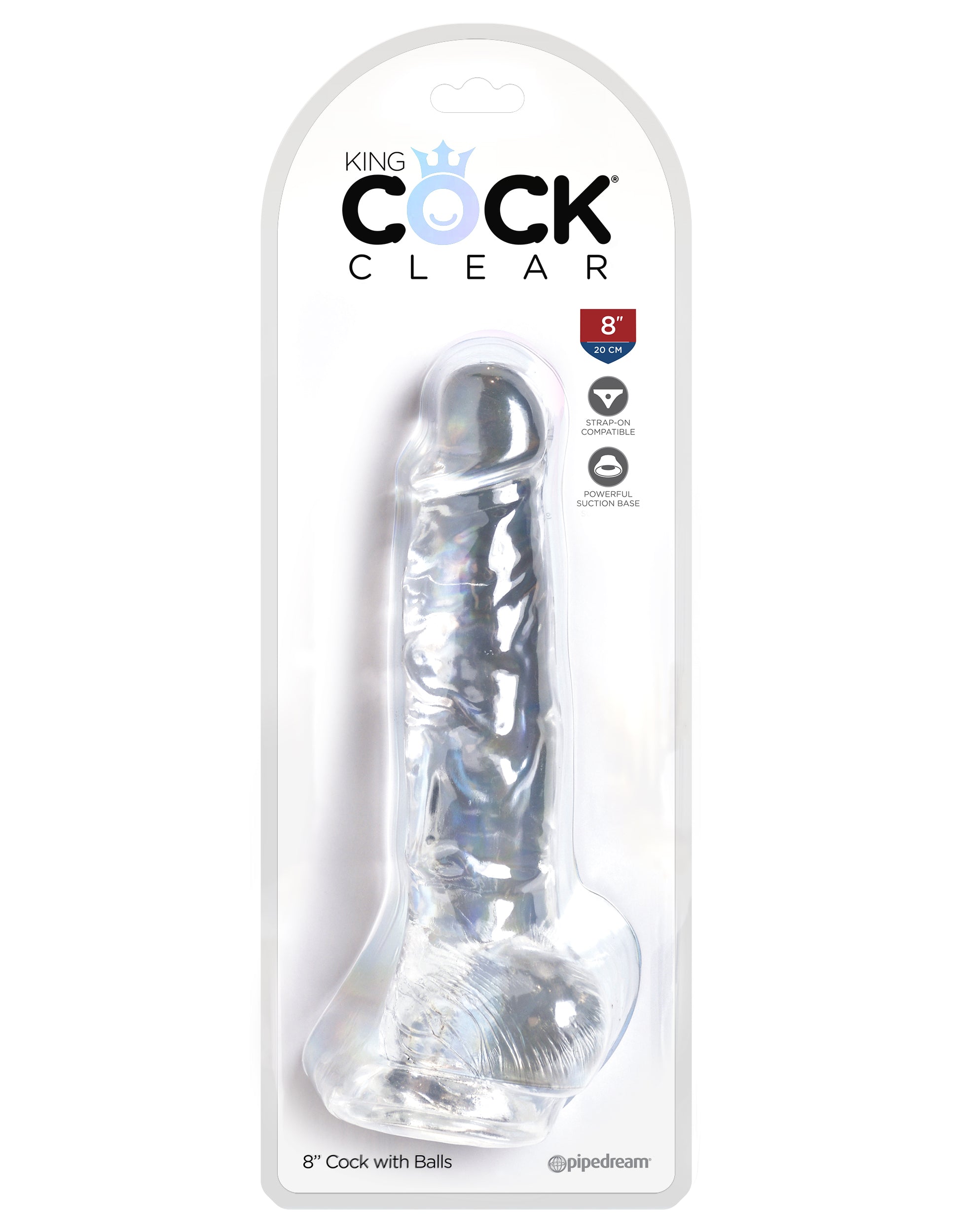 King Cock Clear 8 Inch Cock With Balls 8"