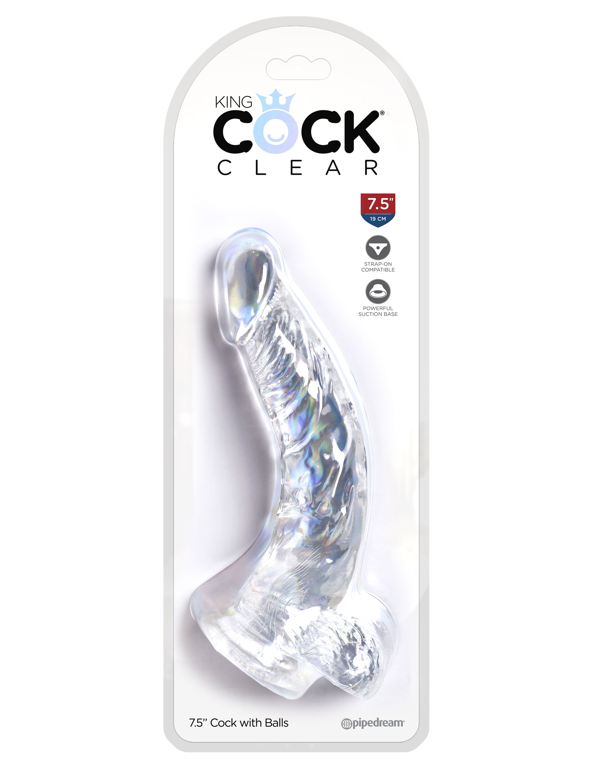 King Cock Clear Cock With Balls 7.5