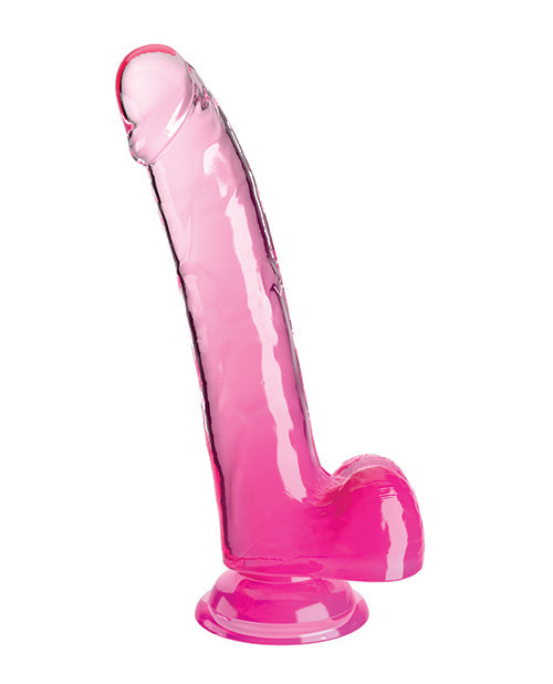 King Cock Clear Dildo w/ Balls Pink / 9"