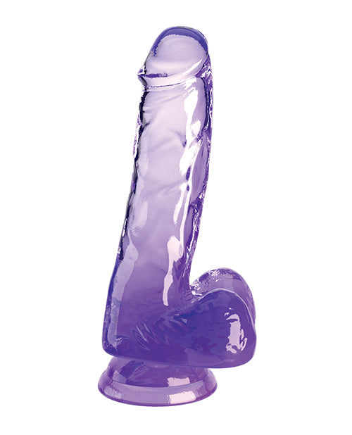 King Cock Clear Dildo w/ Balls Purple / 6"