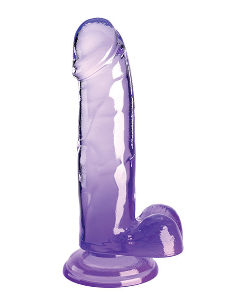 King Cock Clear Dildo w/ Balls Purple / 7"