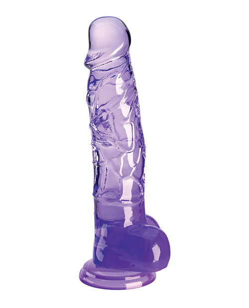 King Cock Clear Dildo w/ Balls Purple / 8"