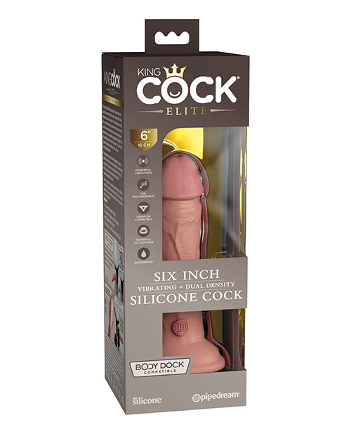 King Cock Elite 6 Inch Vibrating Silicone Dual Silicone Dual Density Cock Light