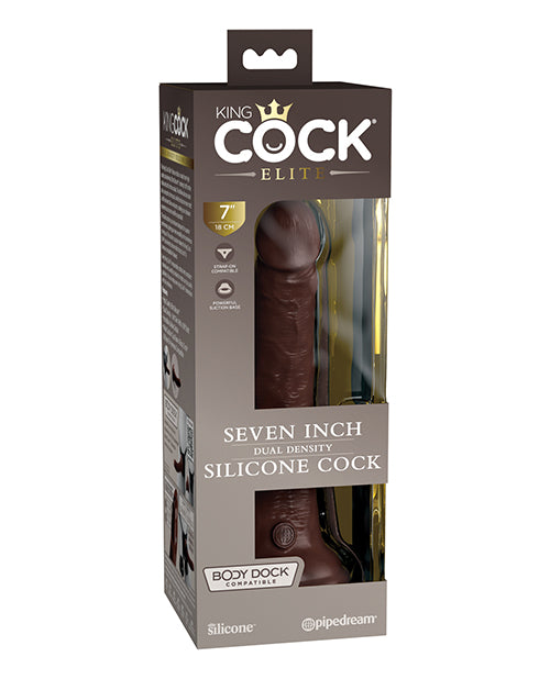 King Cock Elite 7 Inch Silicone Dual Density Cock Brown