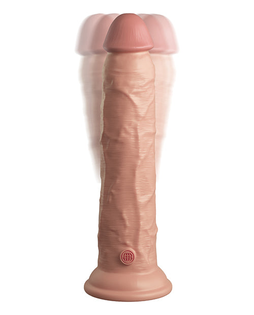 King Cock Elite 9 Inch Vibrating Silicone Dual  Density Cock With Remote - Brown Light