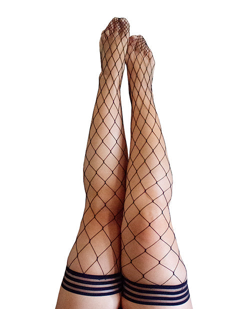 Kix'ies Michelle Large Fishnet Thigh High Black