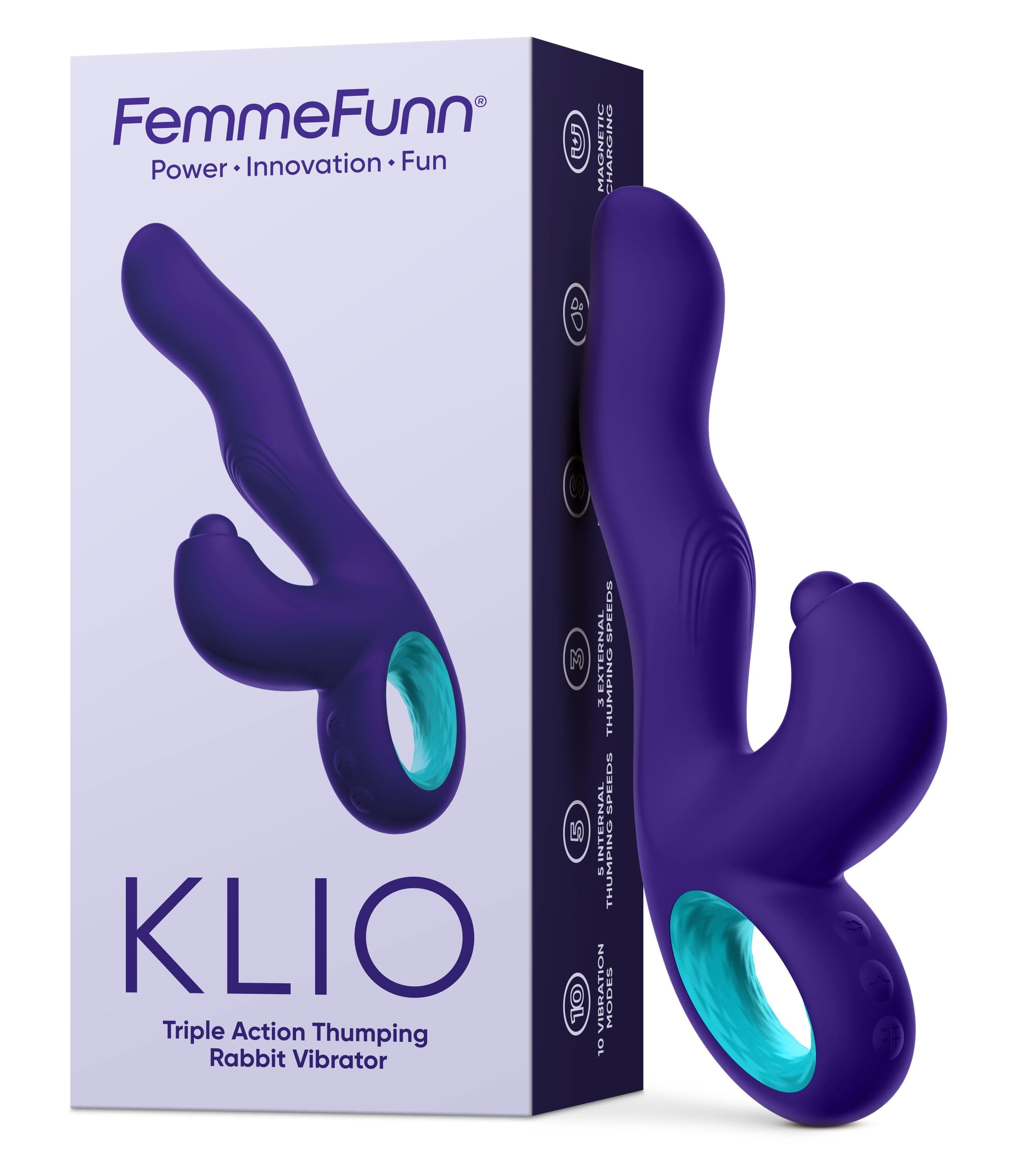 Klio Triple Action Thumping Rabbit Vibrator Dark Purple