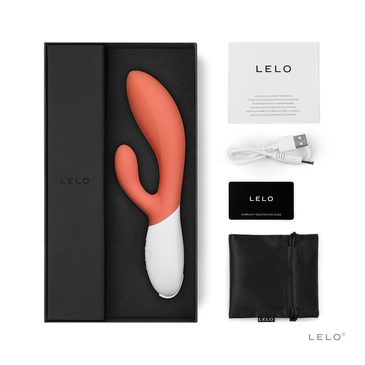 LELO Ina 3 - Coral Red Rabbit Vibrator