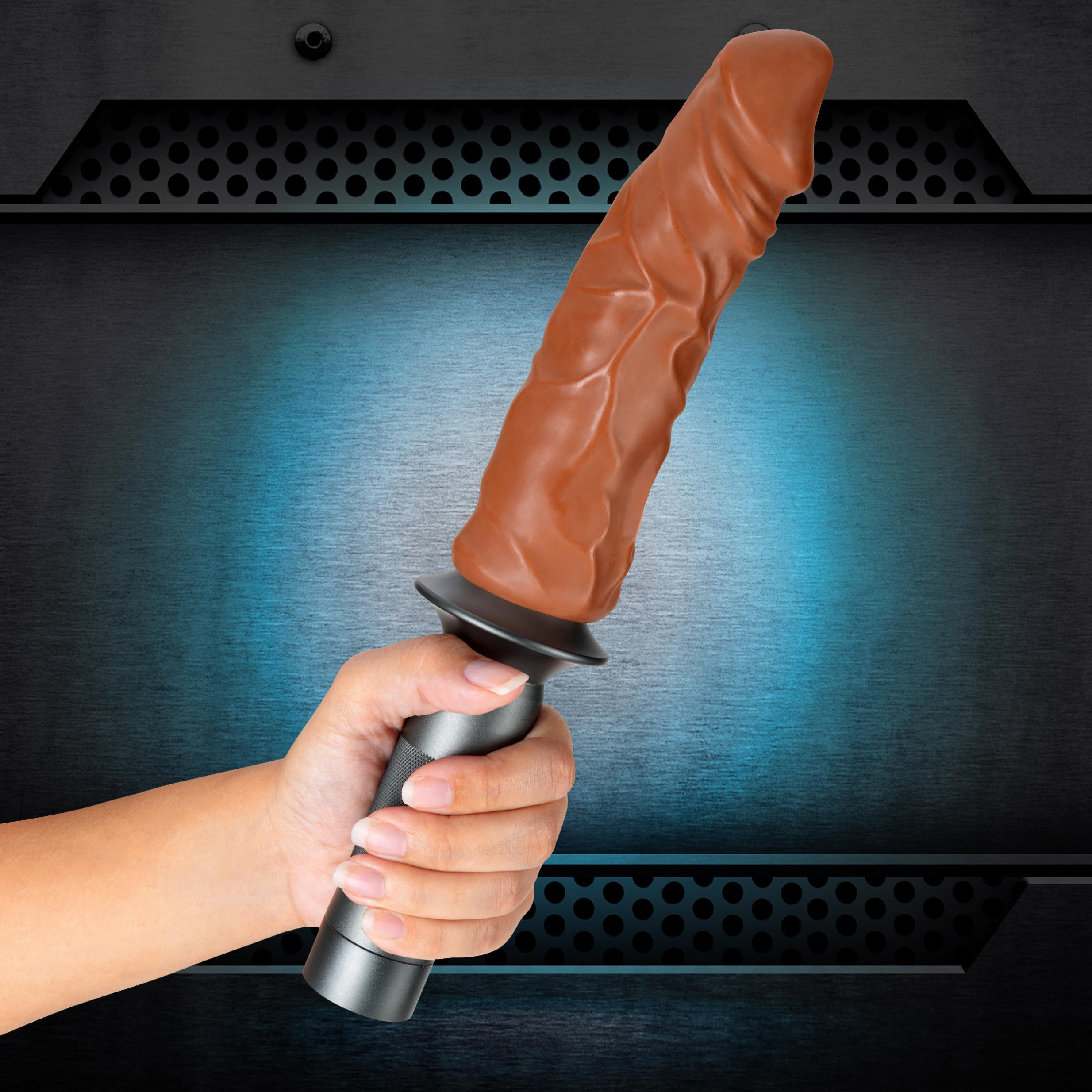 Lock on Karbonite Dildo with Grip Handle - Mocha