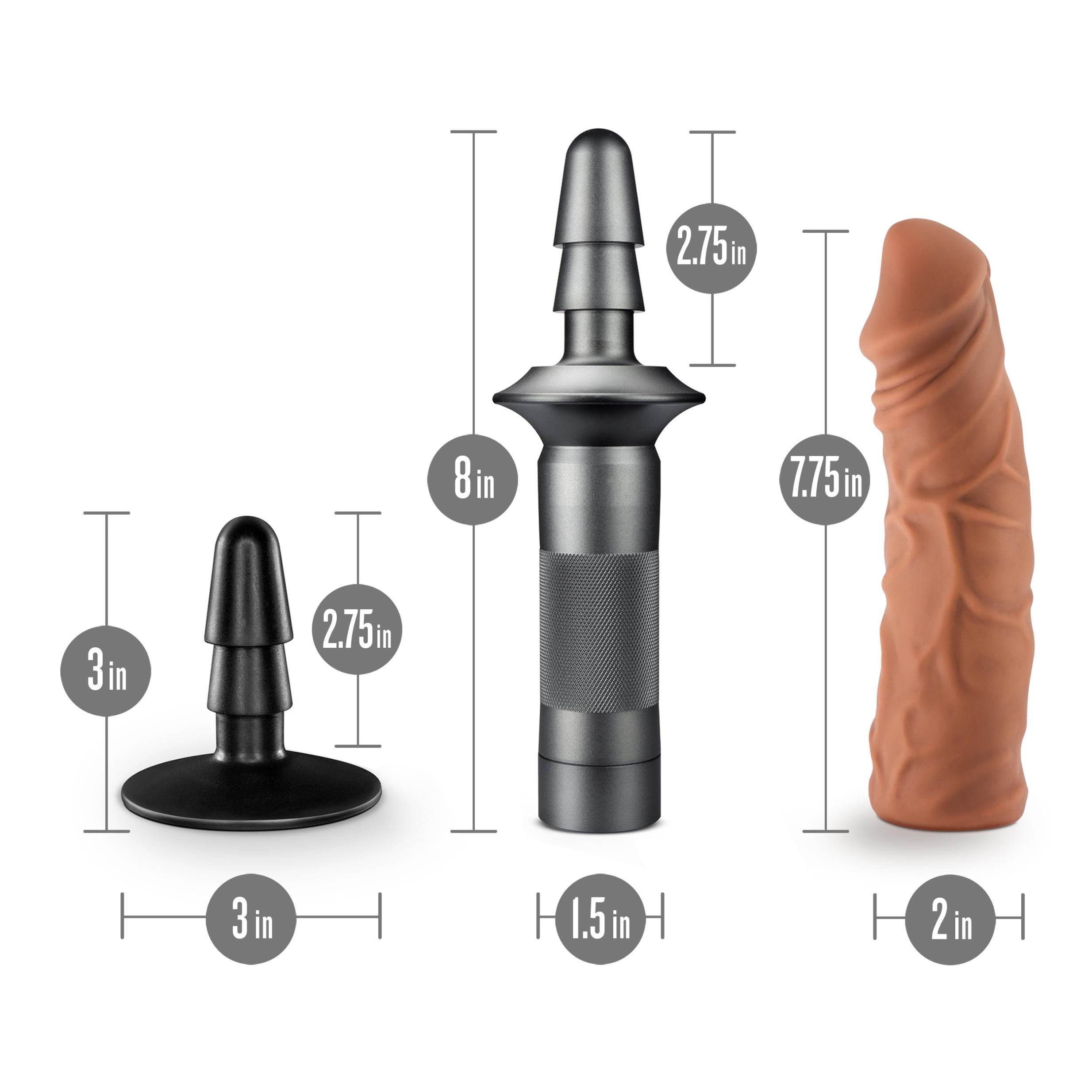 Lock on Karbonite Dildo with Grip Handle - Mocha