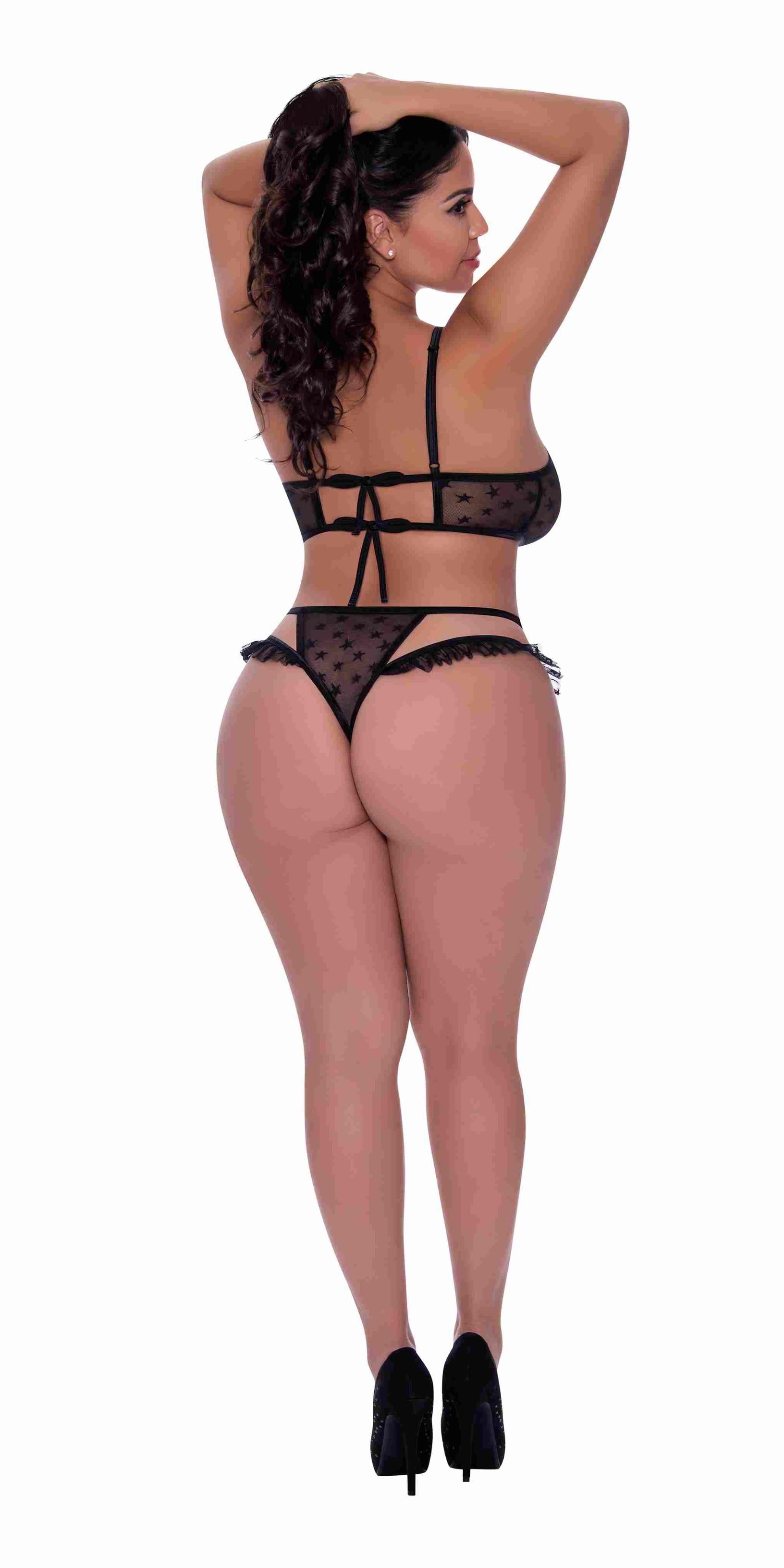 Love Star Halter Bra & Panty Set Black