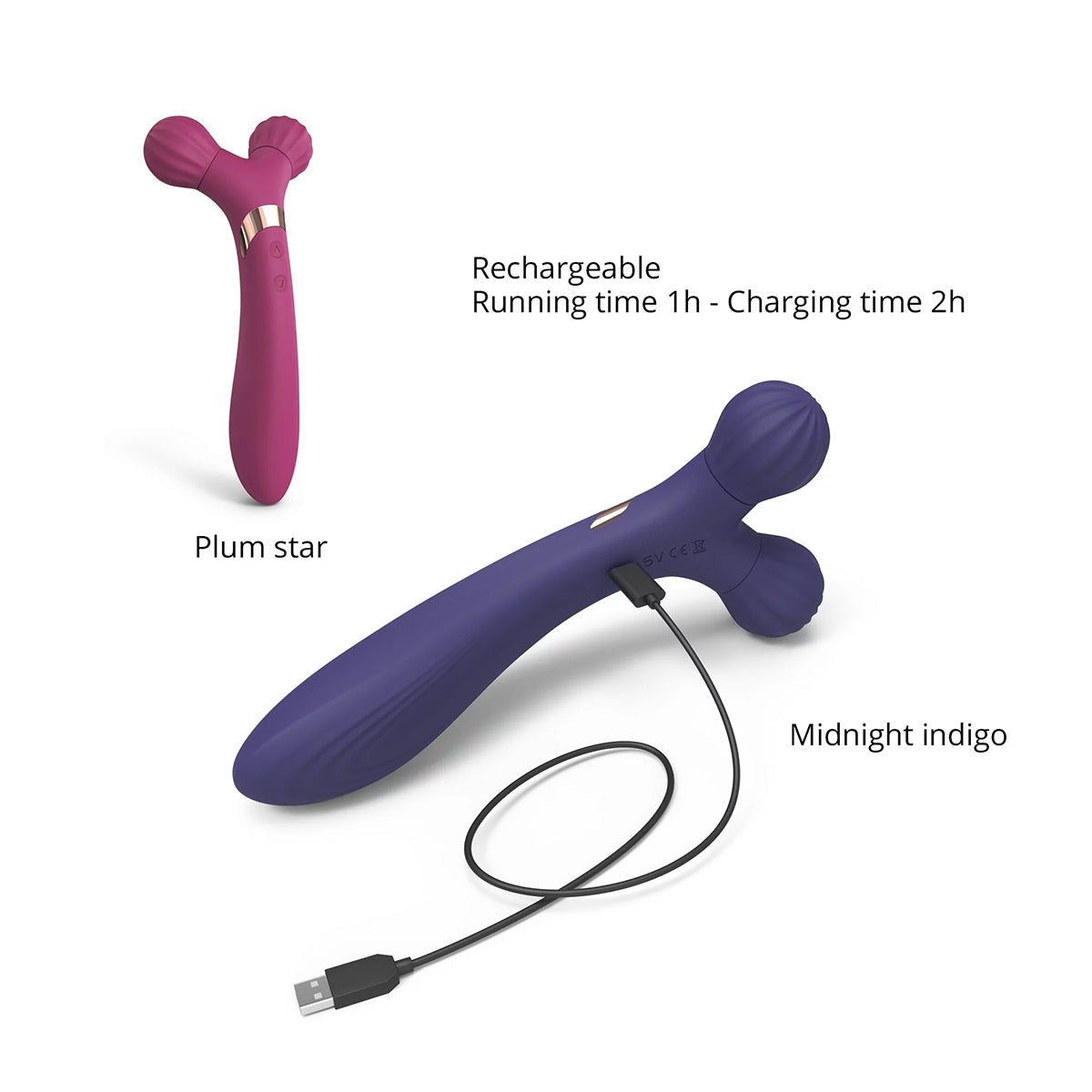 Love To Love Fireball Forked Vibrator - Midnight Indigo