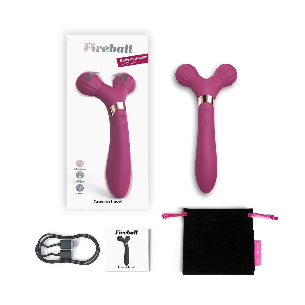 Love To Love Fireball Forked Vibrator - Plum Star