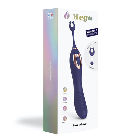 Love to Love O Mega Silicone Multi-Function Vibrator and Clitoral Stimulator - Midnight Indigo