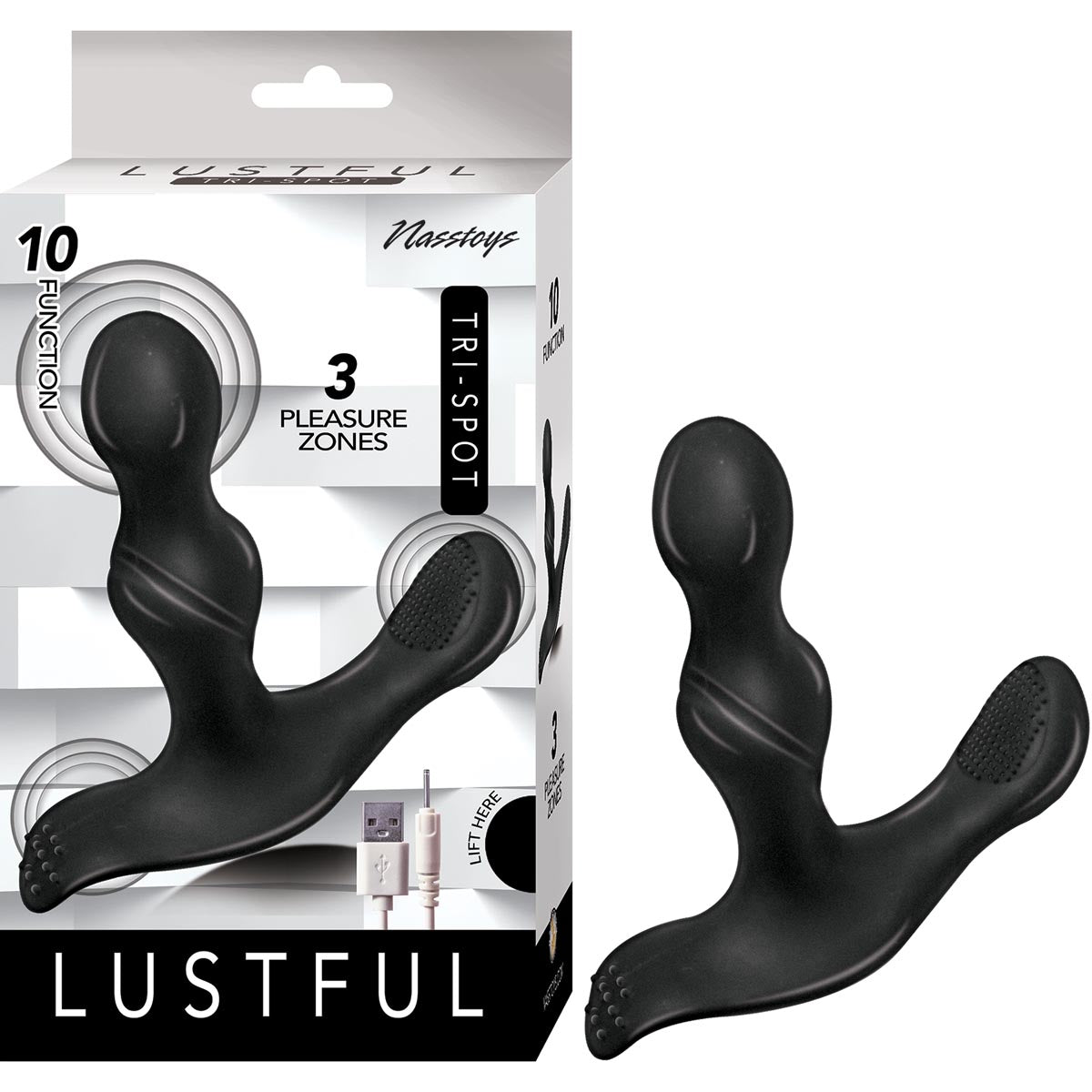 Lustful Tri-Spot Black Vibrator from Nasstoys Black