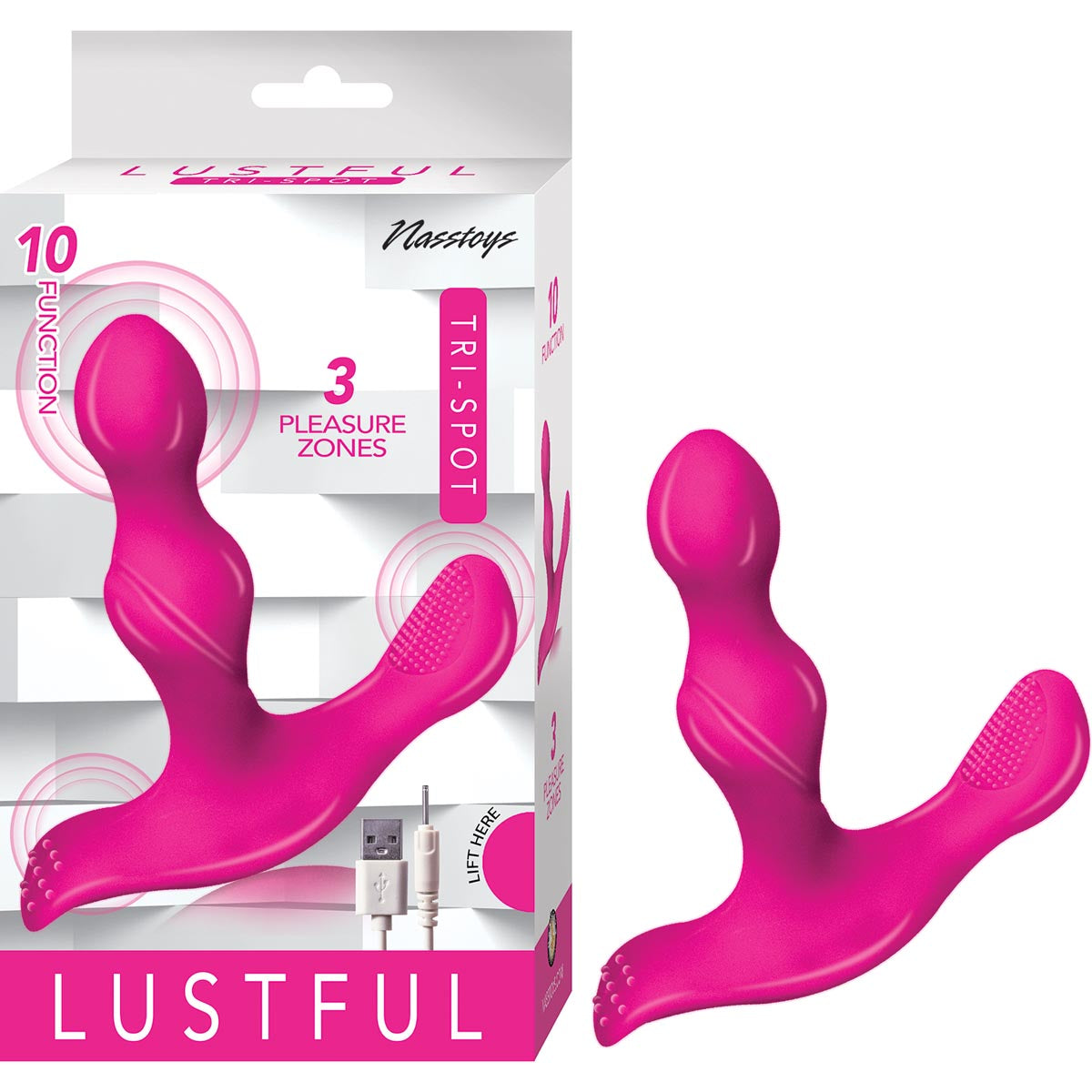 Lustful Tri-Spot Black Vibrator from Nasstoys Pink