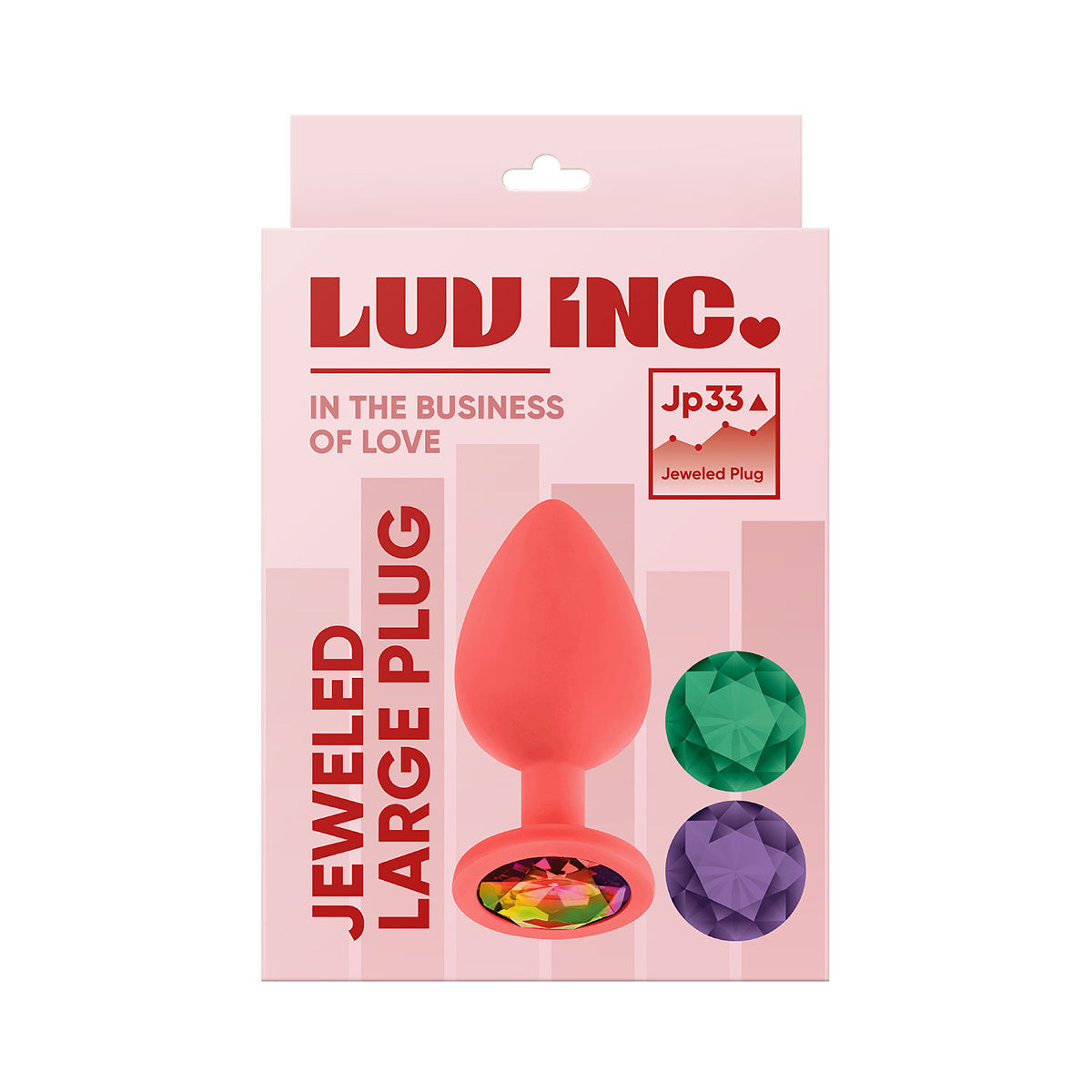 Luv Inc. Jeweled Silicone Butt Plug W/three Stones Coral / Large