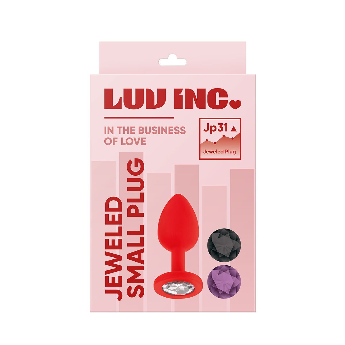 Luv Inc. Jeweled Silicone Butt Plug W/three Stones Red / Small