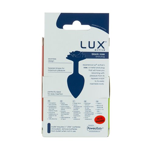 Lux Active Black Rose 3.5in Metal Butt Plug