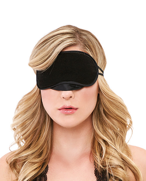 Lux Fetish Peek A Boo Love Mask Blindfold - Black