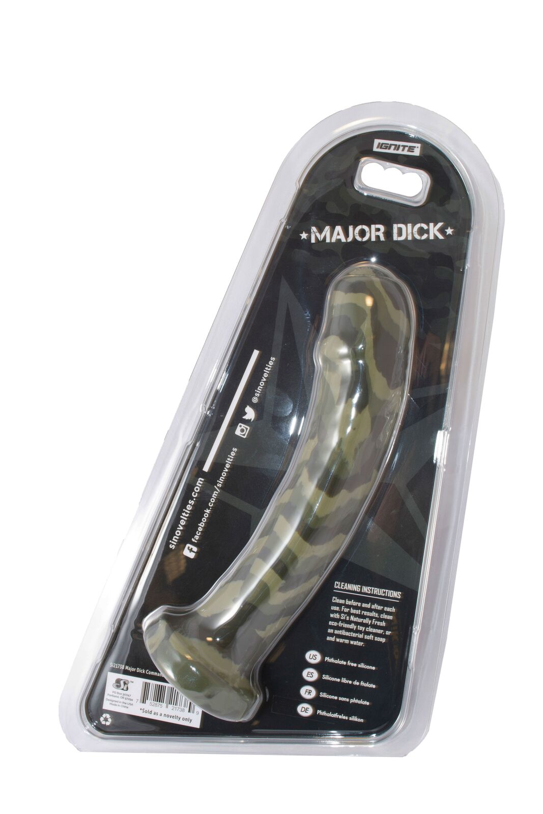 Major Dick Commando 7.25 Uncut Green Camo Dong