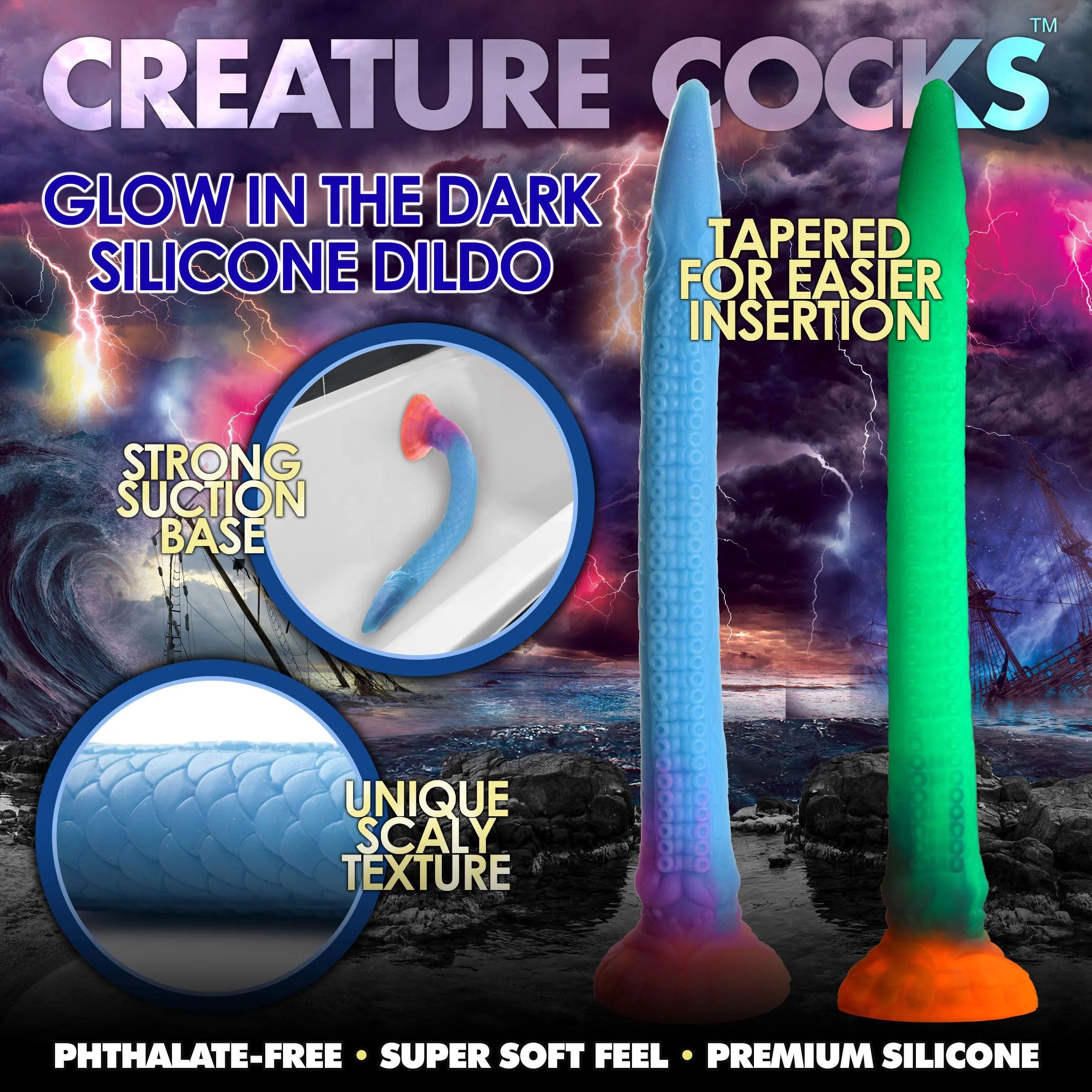 Makara Glow-in-the-Dark Snake Fantasy Dildo by Creature Cocks