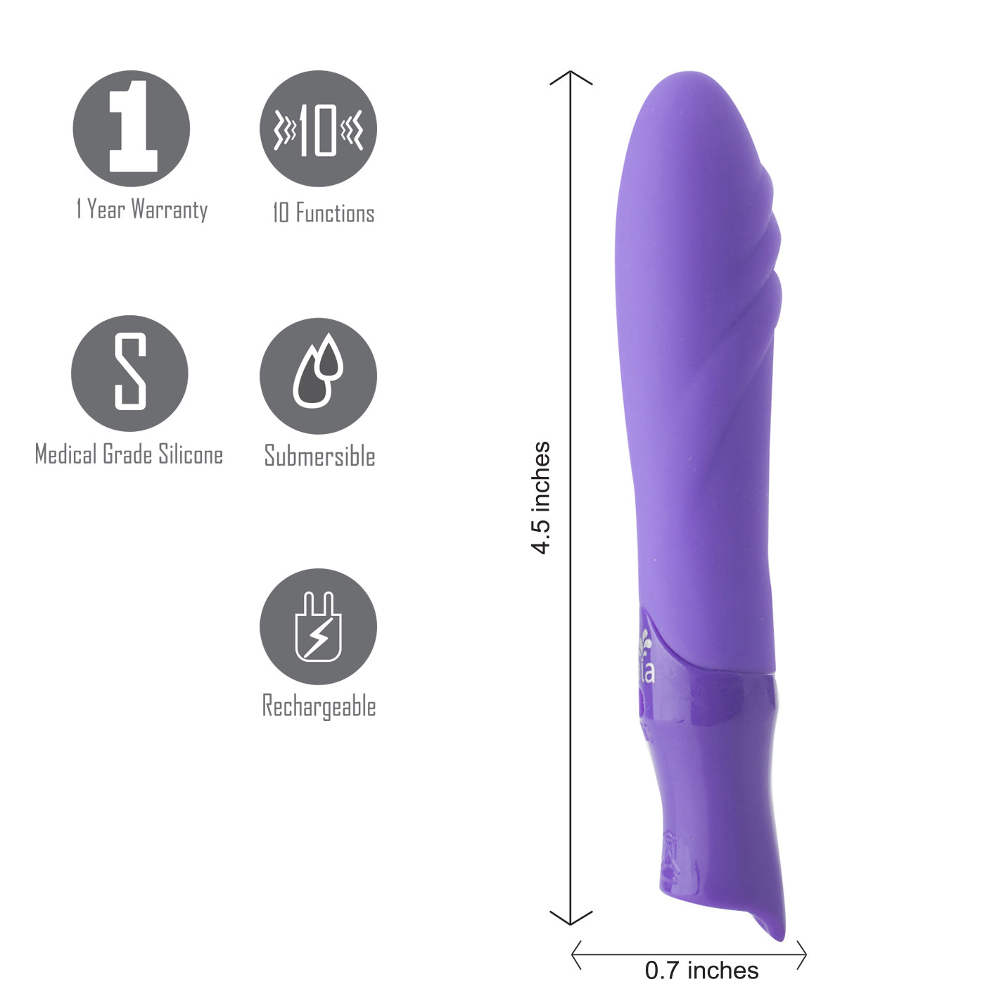 Margo Silicone Textured Bullet Vibrator - Neon  Purple