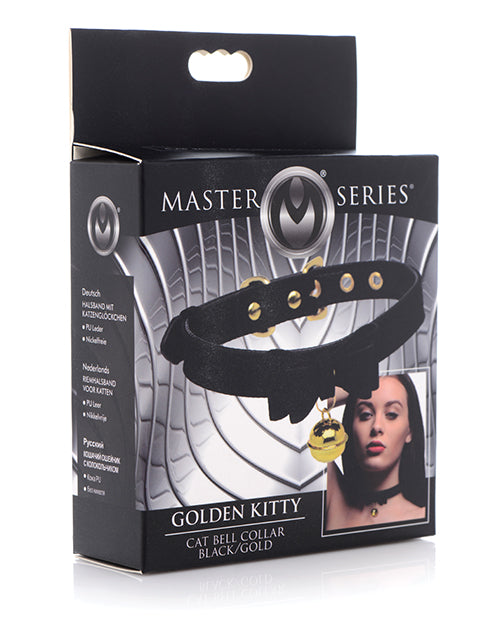 Master Series Golden Kitty Cat Bell Collar Black/gold