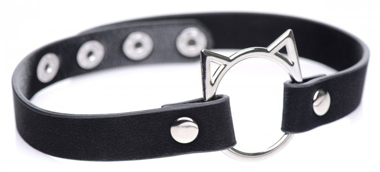 Master Series Kinky Kitty Ring Slim Choker Black