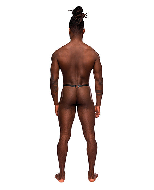 Men's Fetish Jouster Nylon & Spandex Front Ring G-string Black