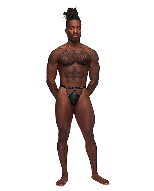 Men's Fetish Jouster Nylon & Spandex Front Ring G-string Black Large/Extra Large