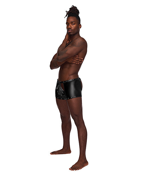 Men's Fetish Poseidon Nylon Spandex Tear Off Cup Thong Short Black