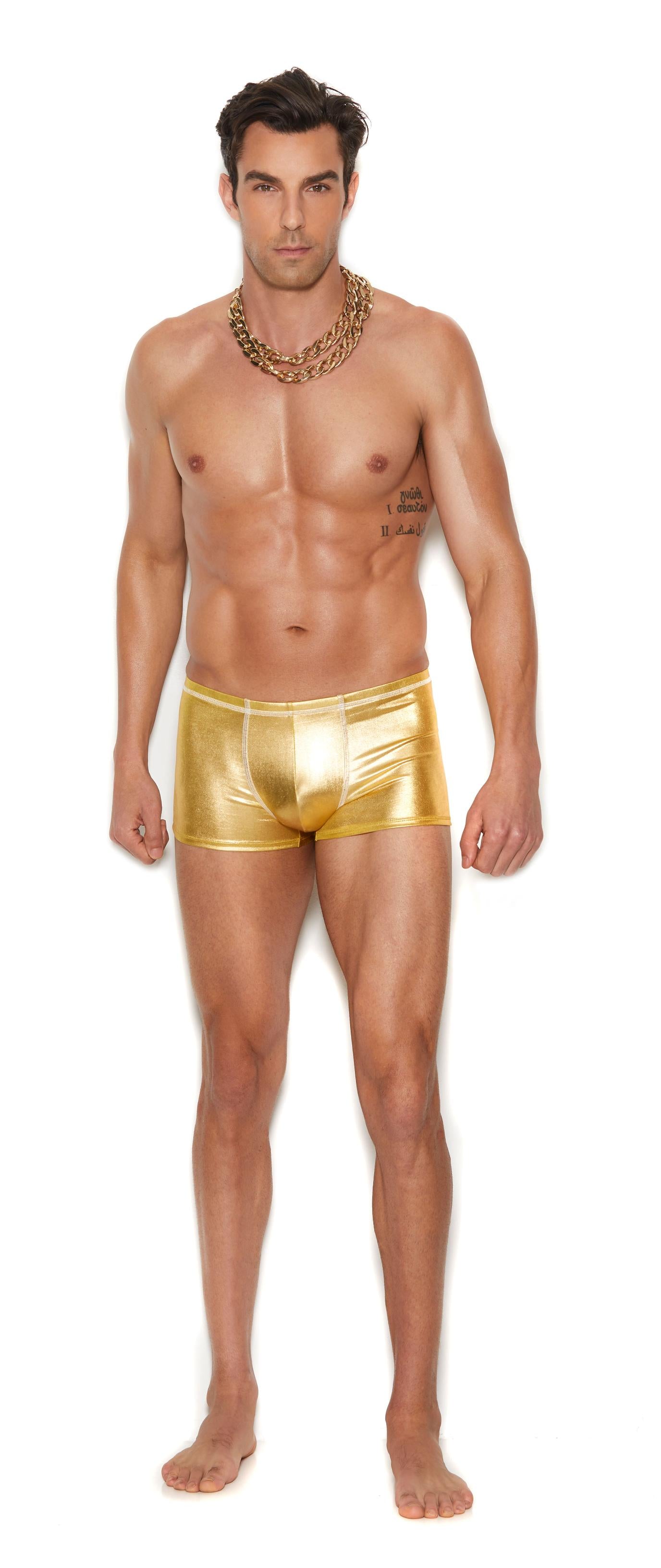 Men's Gold Lame Boxer Brief - - Gold Small/Medium