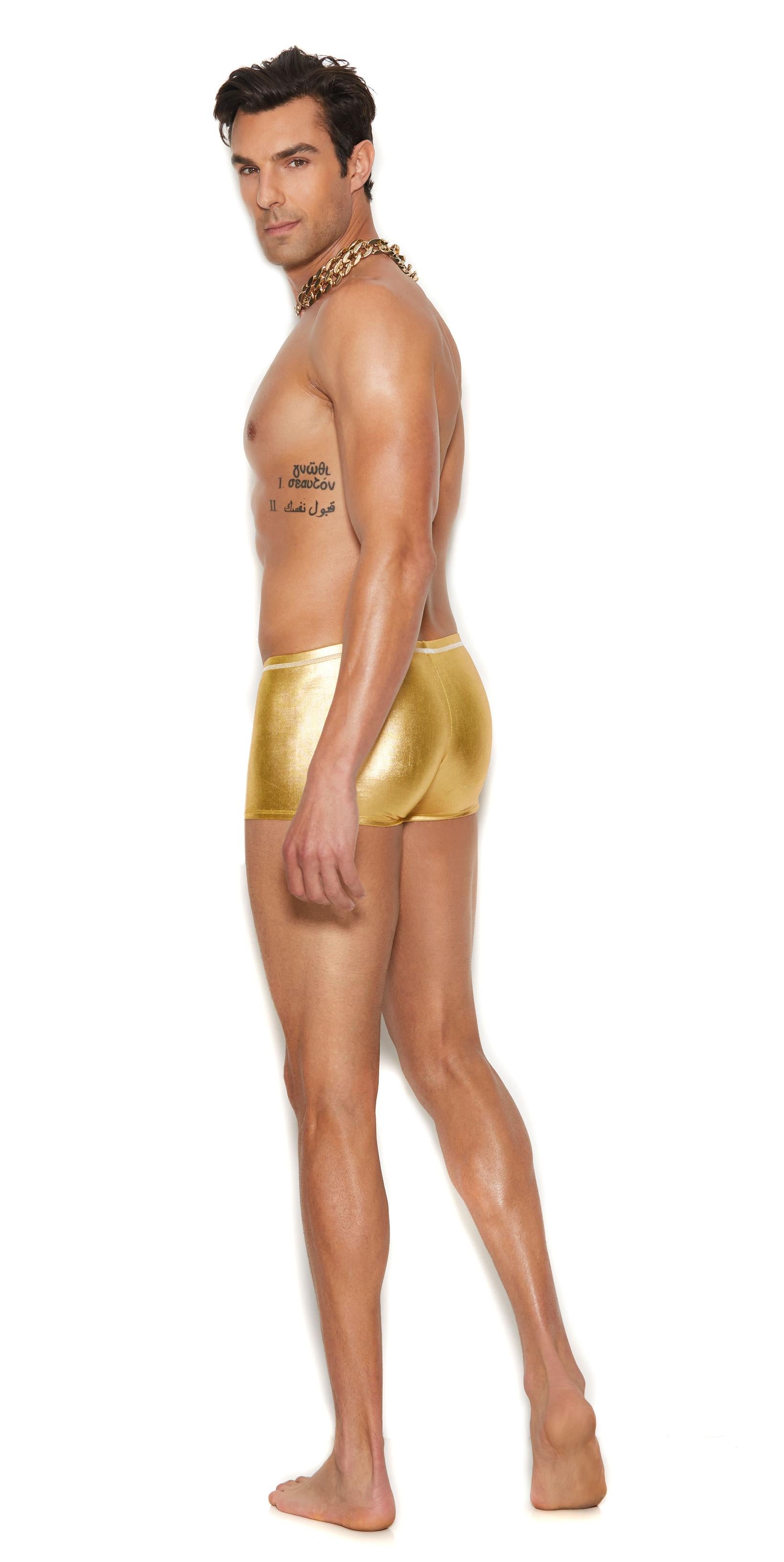 Men's Gold Lame Boxer Brief - - Gold Small/Medium