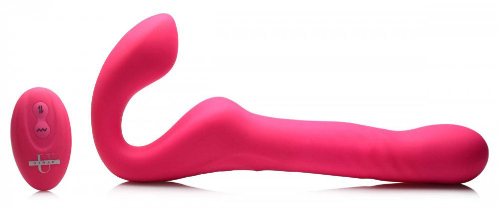 Mighty-Thrust Thrusting and Vibrating Strapless  Strap-on With Remote  - Pink