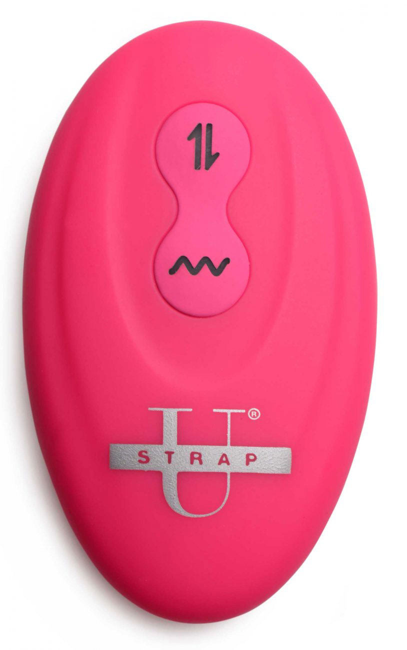 Mighty-Thrust Thrusting and Vibrating Strapless  Strap-on With Remote  - Pink